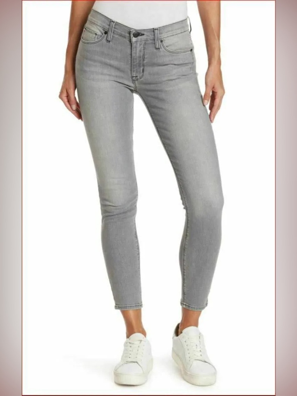 Hudson Jeans Light Gray Cropped Skinny Ankle Jeans color SLNA